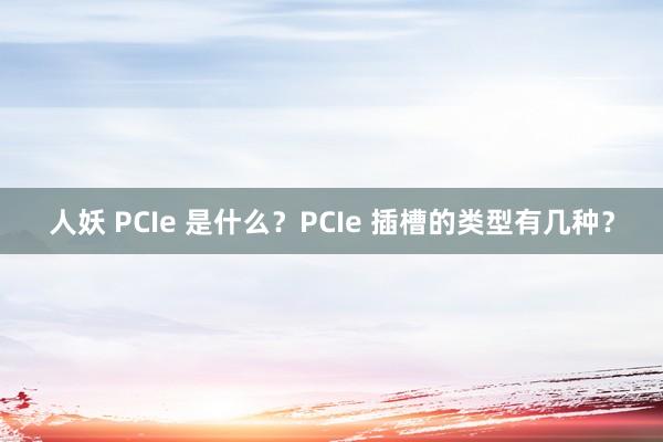 人妖 PCIe 是什么？PCIe 插槽的类型有几种？