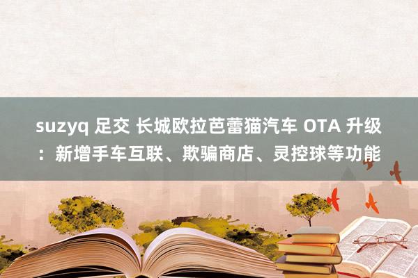 suzyq 足交 长城欧拉芭蕾猫汽车 OTA 升级：新增手车互联、欺骗商店、灵控球等功能