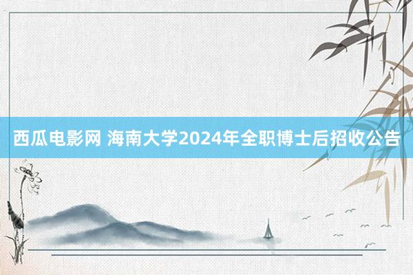 西瓜电影网 海南大学2024年全职博士后招收公告