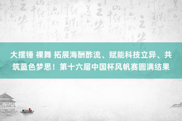 大摆锤 裸舞 拓展海酬酢流、赋能科技立异、共筑蓝色梦思！第十六届中国杯风帆赛圆满结果