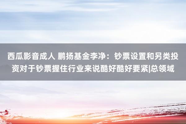 西瓜影音成人 鹏扬基金李净：钞票设置和另类投资对于钞票握住行业来说酷好酷好要紧|总领域